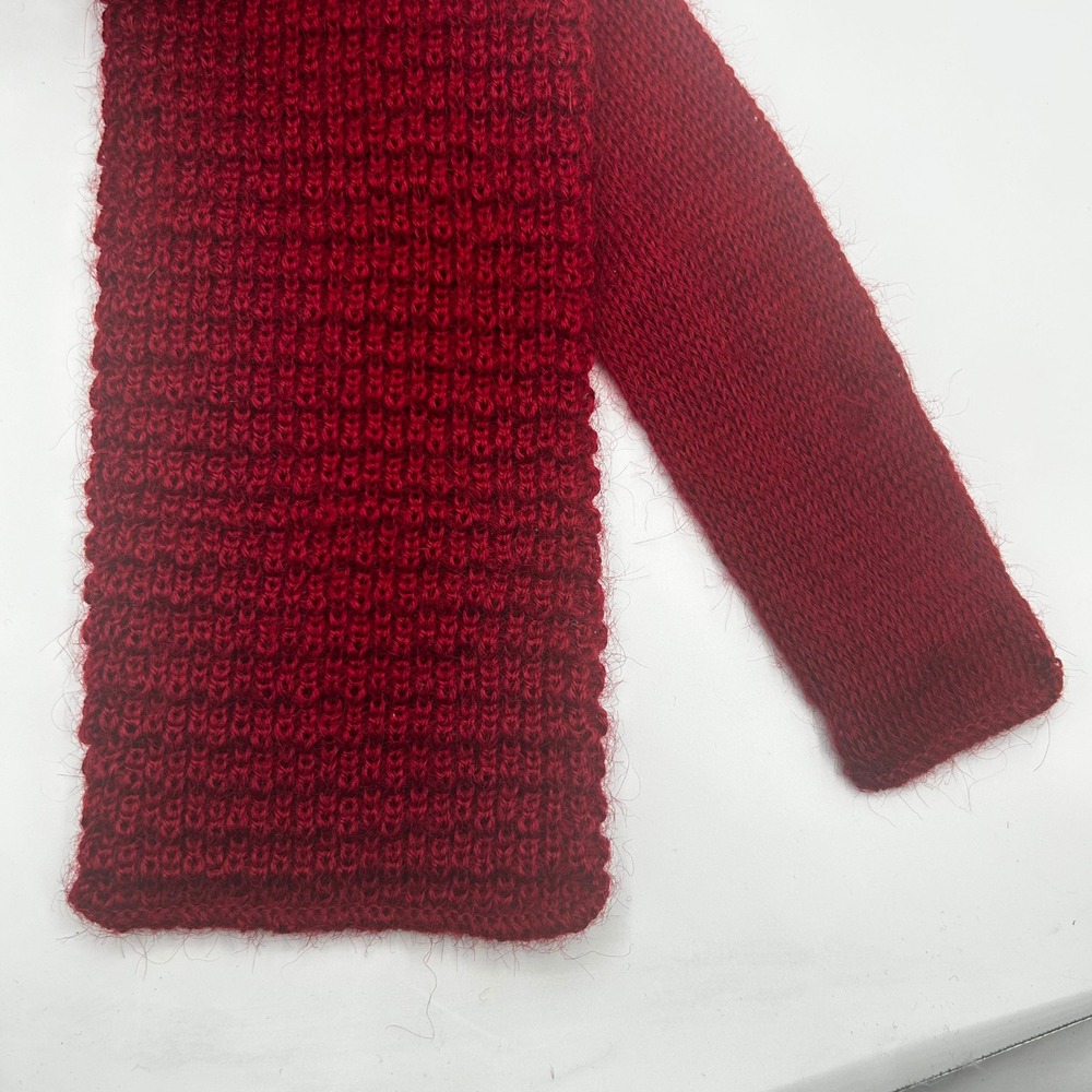 Rooster Rufflernit Vintage Mohair Wool Knit Tie Burgundy Red John Wanamaker 2.5"